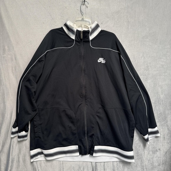 Nike Other - Nike Air Track Jacket Mens 3XL Black Full Zip Striped Rib Collar Cuffs Piping